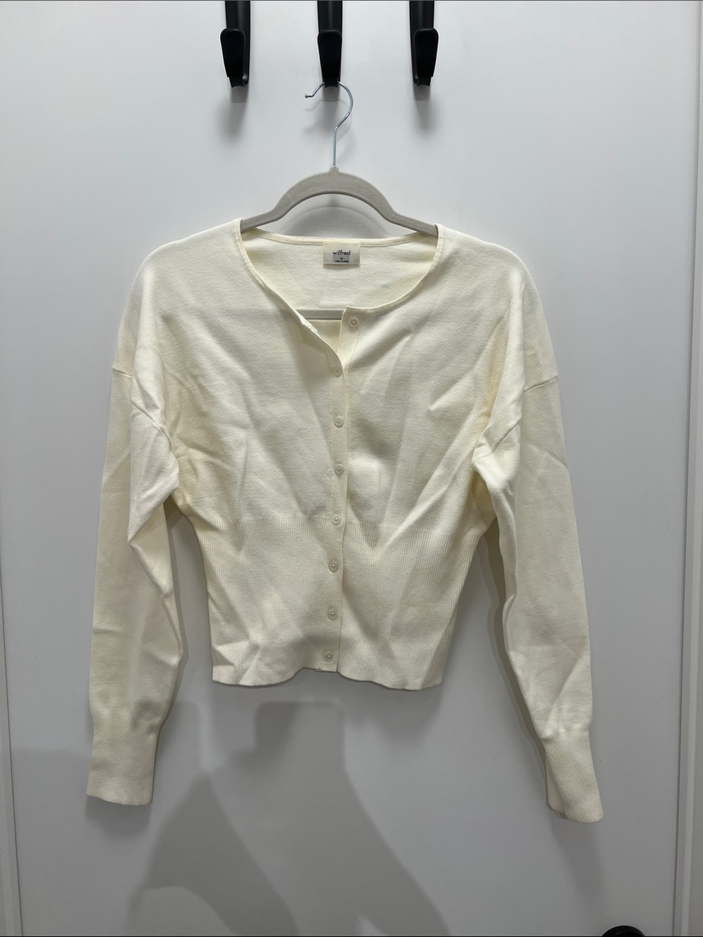 Wilfred Off-White Button-Up Crewneck Cardigan